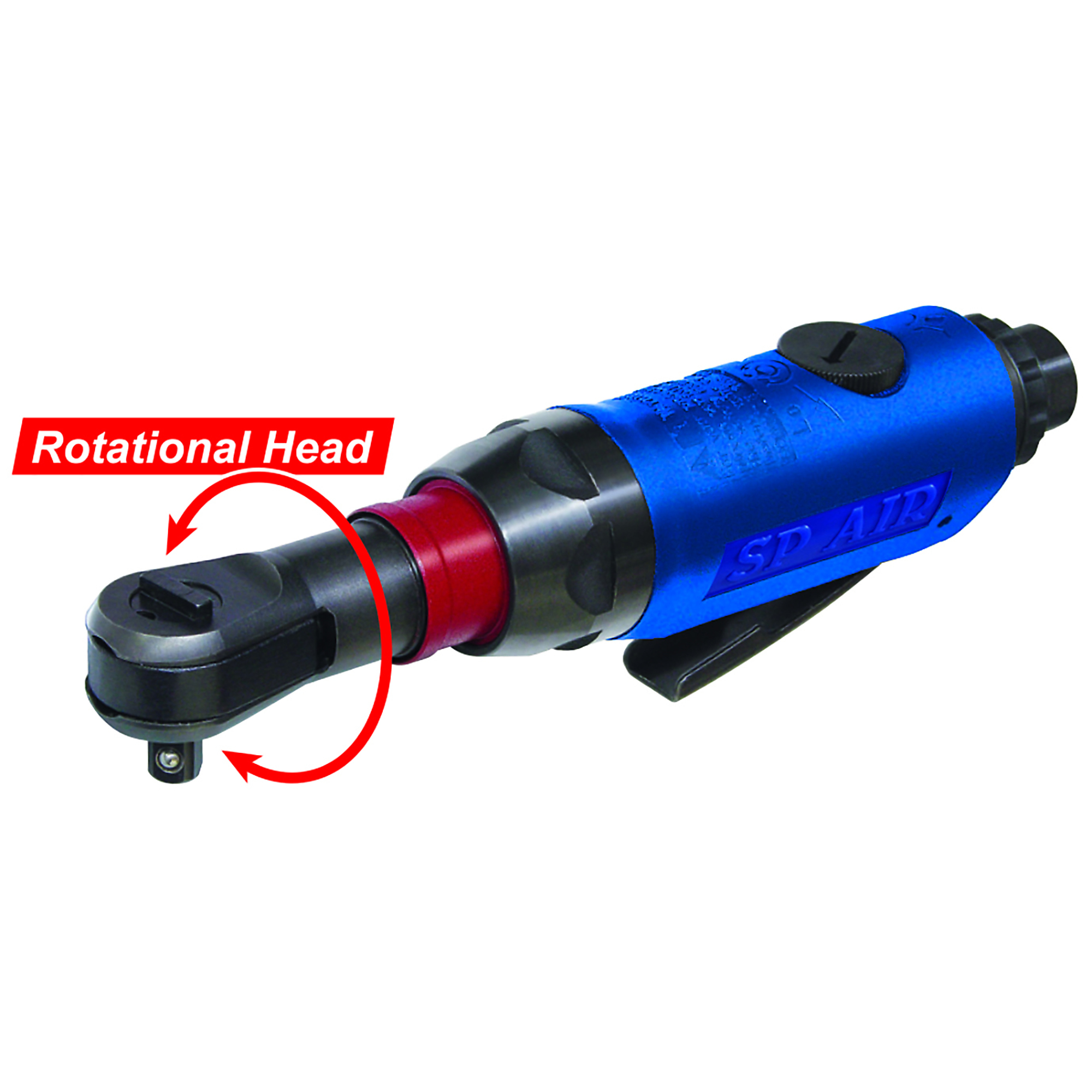 SP Air Rotational Head Mini Ratchet - 1/4in. Drive, 25 ft-lbs. Max Torque, Model# SP-7770